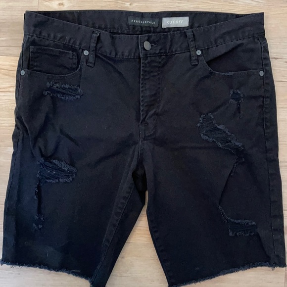 Aeropostale Men’s Black cutoff distressed shorts Size 34. BNWOT - Picture 1 of 9